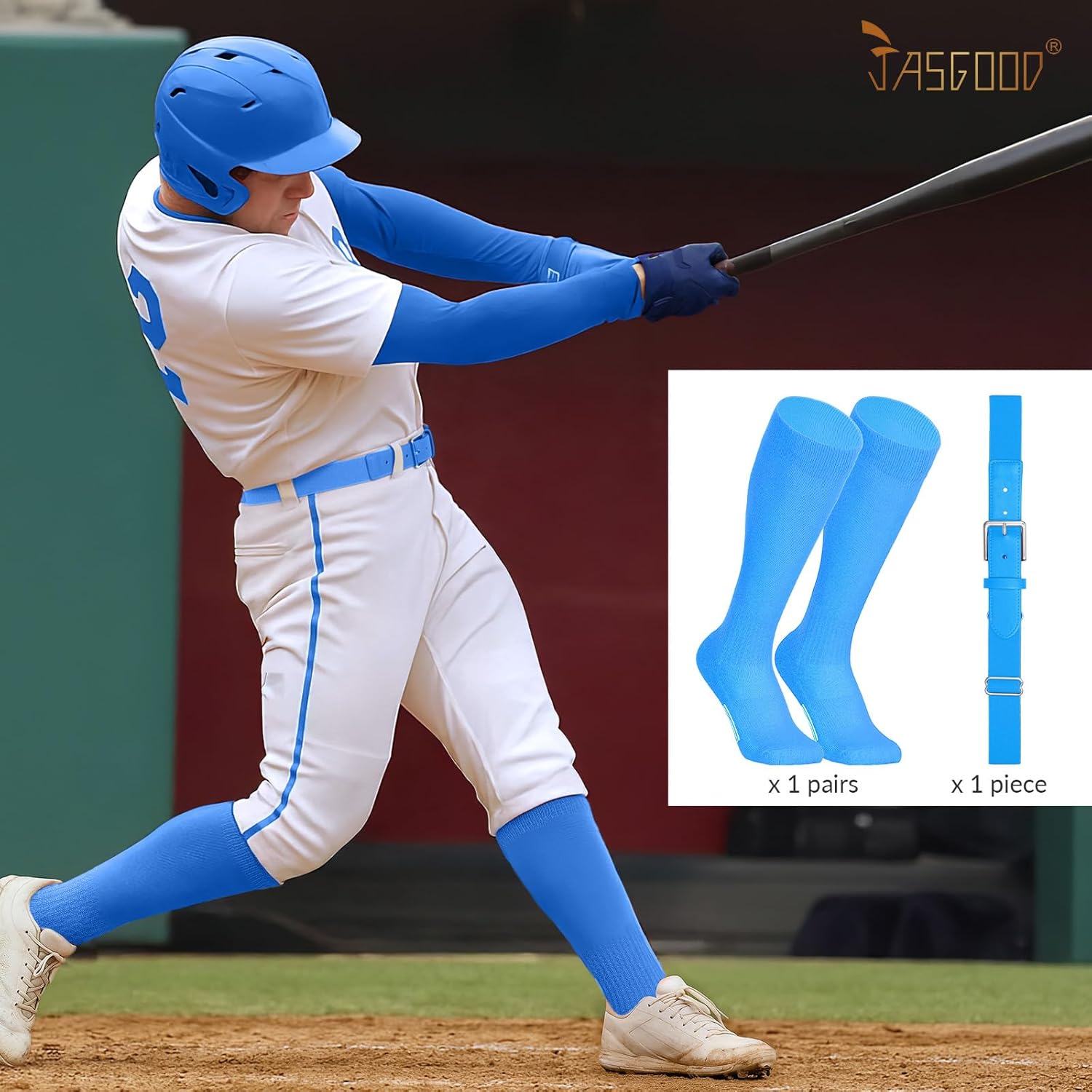 JASGOOD Baseball Socks and Belt Combo Set Softball Socks Baseball Elastic Belt for Youth Boys Girls Adult - Image 3