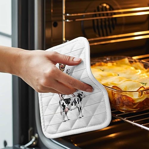 Miniatura 3 de Juego de 4 soportes para ollas, de vaca, cerdo, oveja, pollo, animales de granja, para cocina, almohadillas calientes a prueba de calor, tablero