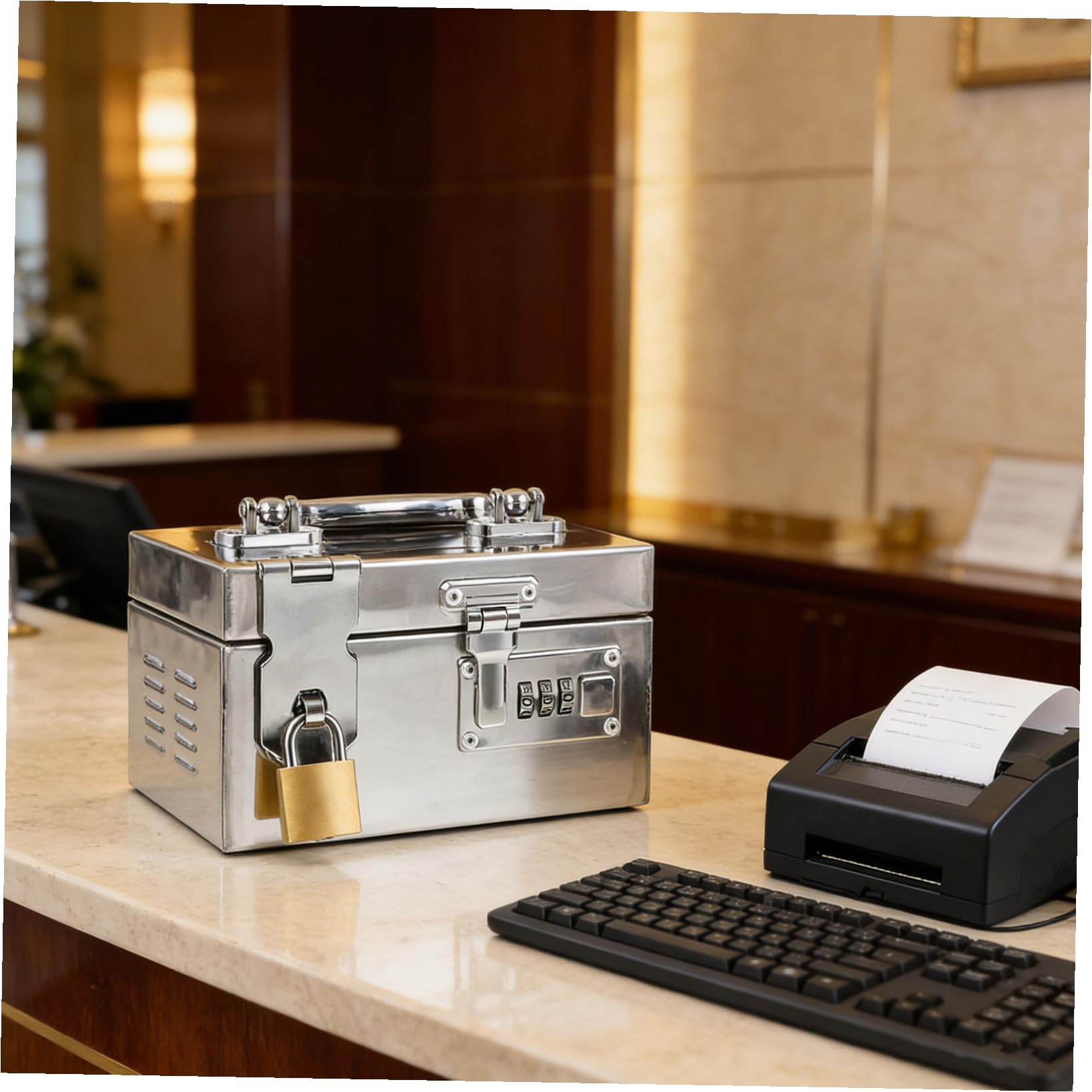 Tirelire en Acier Inoxydable avec Cadenas et Code, Boîte à Monnaie Sécurisée Grosse Capacité pour Pièces et Billets, Boîte à Épargne pour Adultes, Tirelire Incassable et Compacte