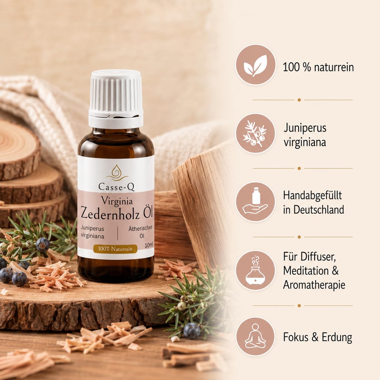 Virginia Zedernholzöl 500 ml 100% naturreines ätherisches Öl Duftöl | 100% naturreines Duft Öl, trocken, holzig-würzig, ideal für Diffuser, Duftlampe und Raumduft