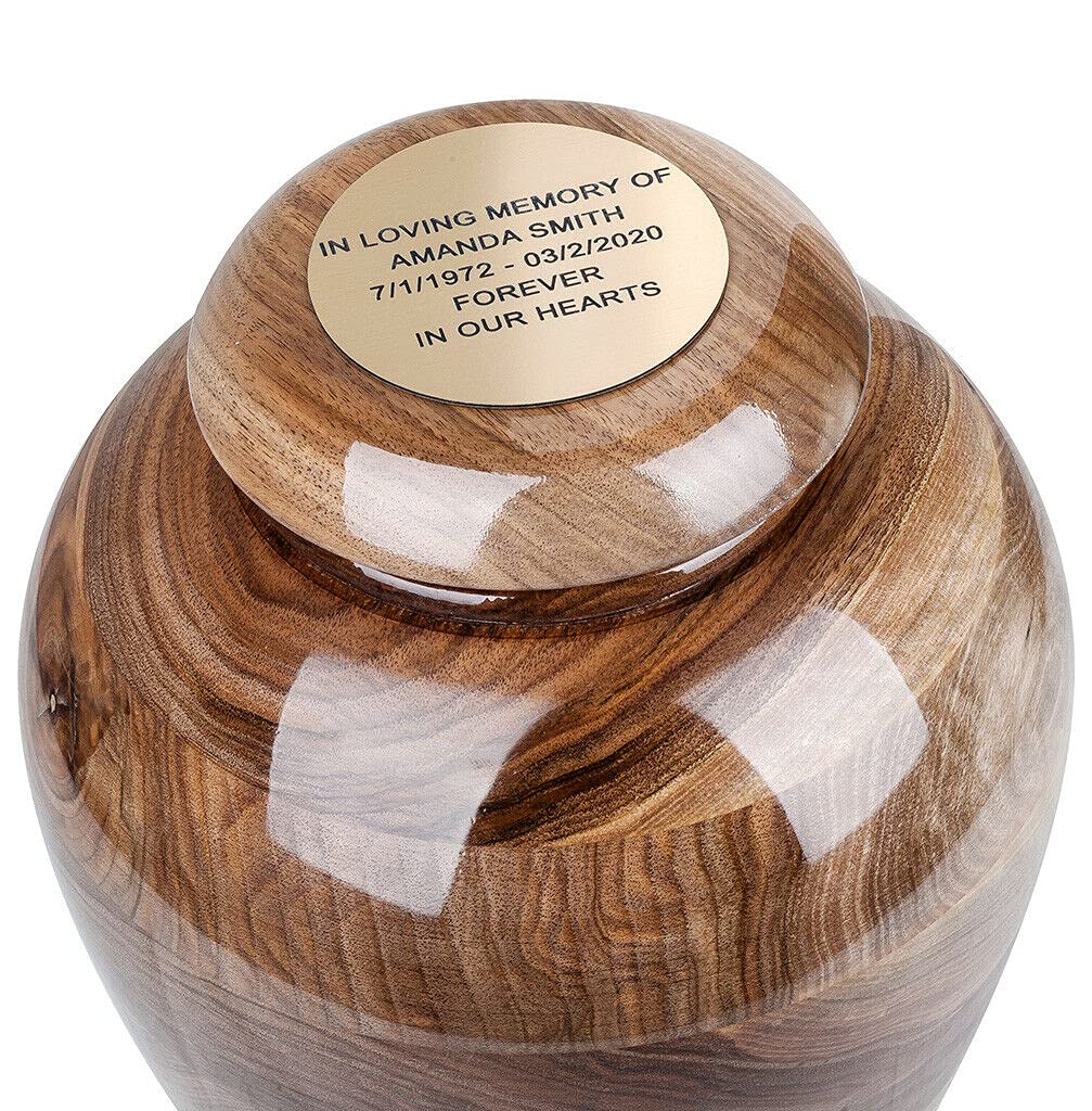 Stunning and Very Special Italian Walnut Cremation Funeral urn for Ashes, Cremation Urn/Keepsake (Memory Plaque/Yes, Large)