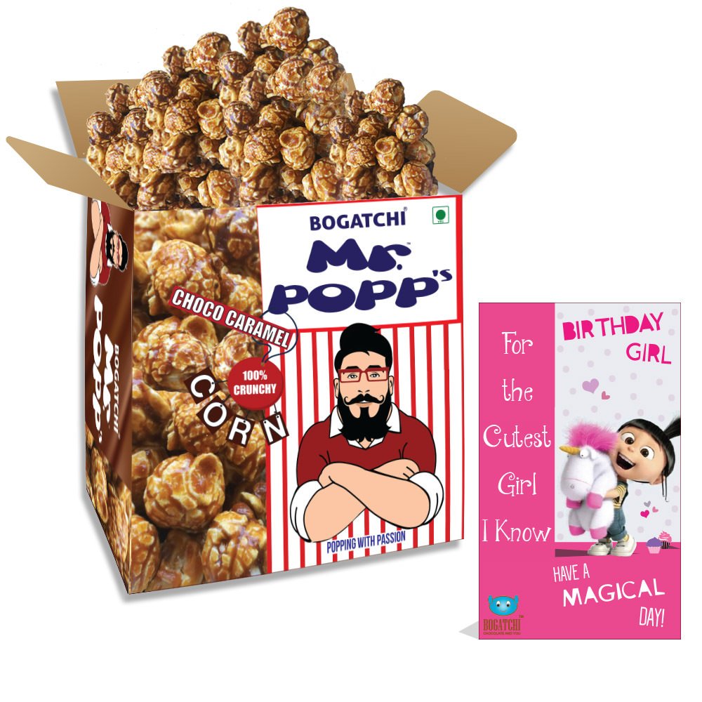 BOGATCHI Mr.POPP's Chocolate Crunchy Caramel Popcorn, Handcrafted Gourmet Popcorn, Birthday Gift for Girl, 375g + Free Happy Birthday Greeting Card-picture-21