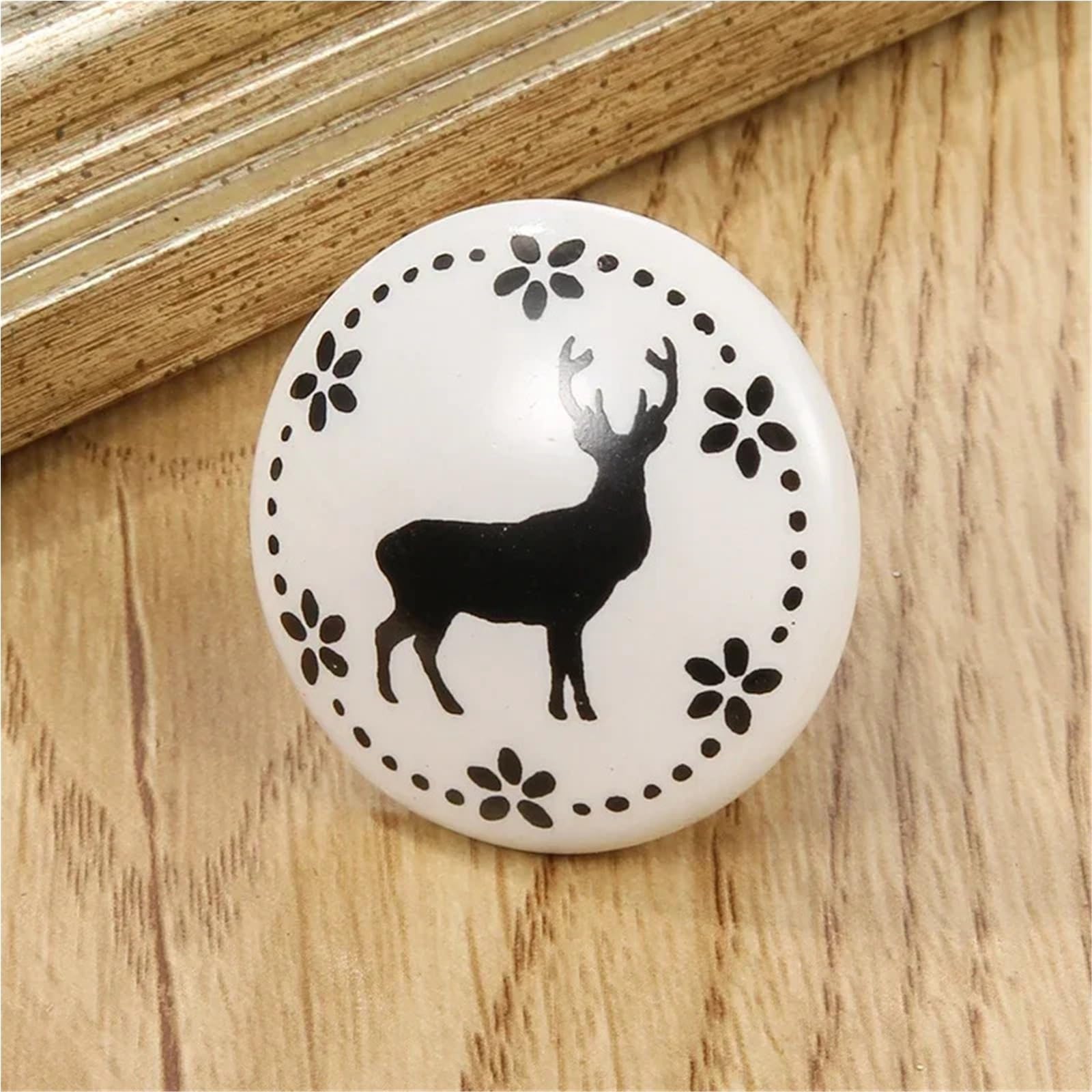 12PCS White Print Ceramic Door Knobs And Handles Furniture Drawer Cupboard Single Hole Cabinet Für Küche(Color 12)