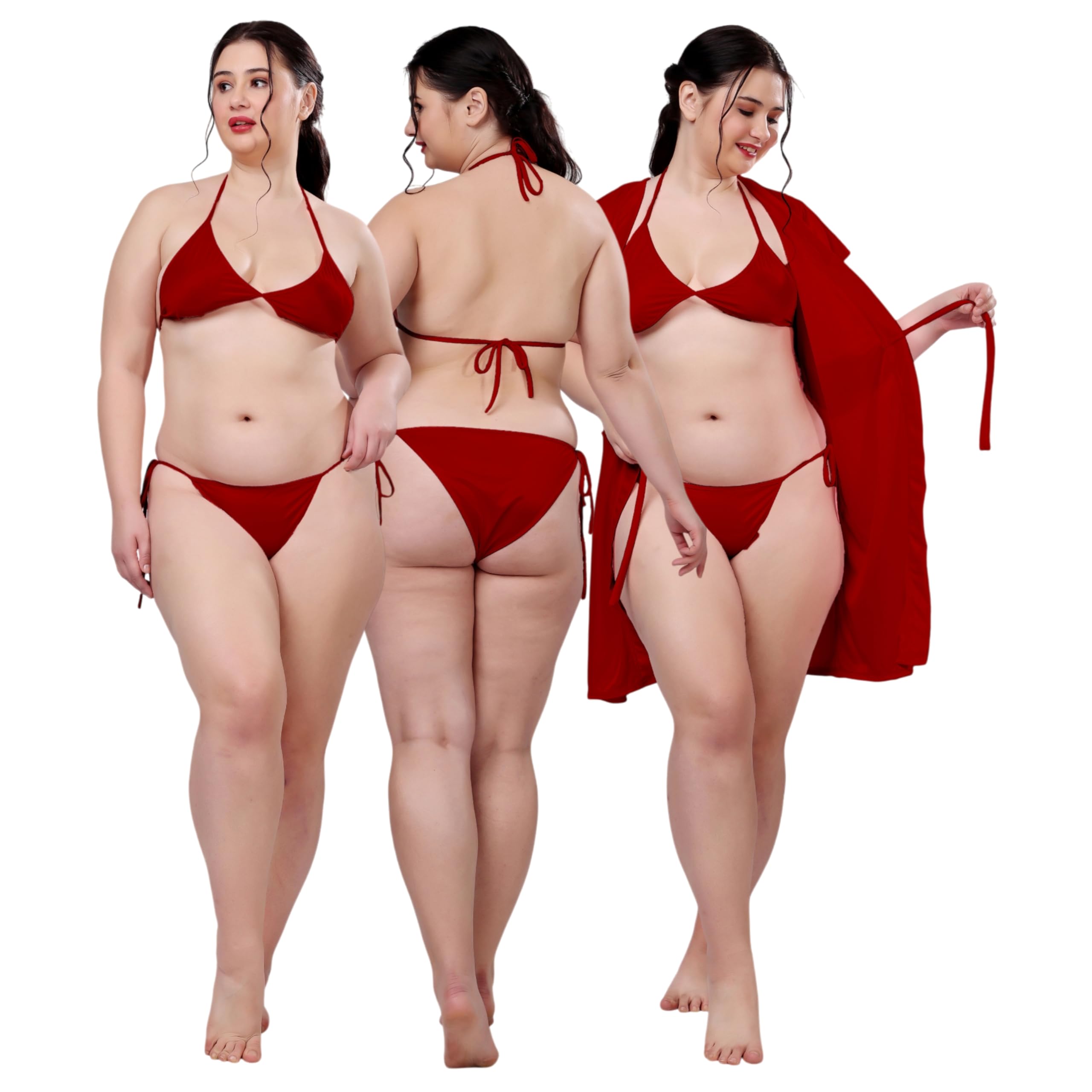 3 Piece Lingerie Robe Set for Female Nighty for Women Sexy Night Set for Honeymoon Nighty for Female Nighty for Women Lingerie Set for Honeymoon