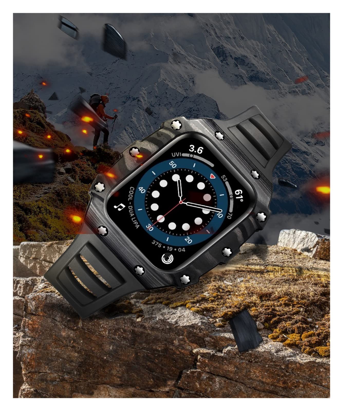 Kit de modification en fibre de carbone pour Apple Watch 8 45 mm 44 mm Boîtier de luxe en céramique pour iWatch Series 8 7 6 5 4 SE 41 mm 40 mm, 44mm, Agate