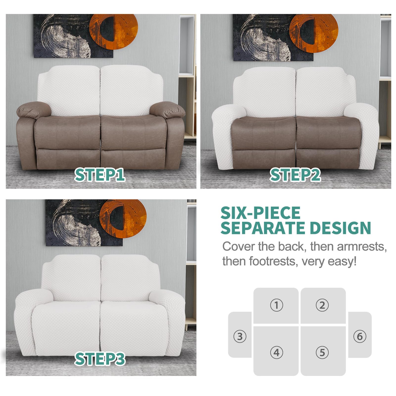 Surwin Copripoltrona Relax Reclinabile 1/2/3 Posto, Copripoltrona Elettrica Reclinabile Elasticizzato con Tasche Universale Copri Poltrona Elettrica Reclinabile (3 Posti,Curry Scuro)