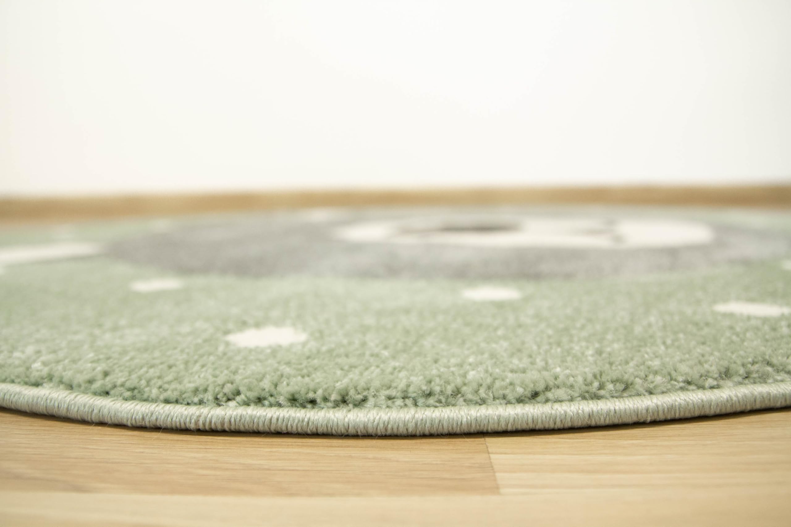 Runden Kinderteppich Lima Grün Teddybär 140 cm, Teppiche für EIN Kinderzimmer mit kurzem Flor, Teppich für einen Jungen,Mädchen, Kinderteppich, Spielteppich, Kids Carpet