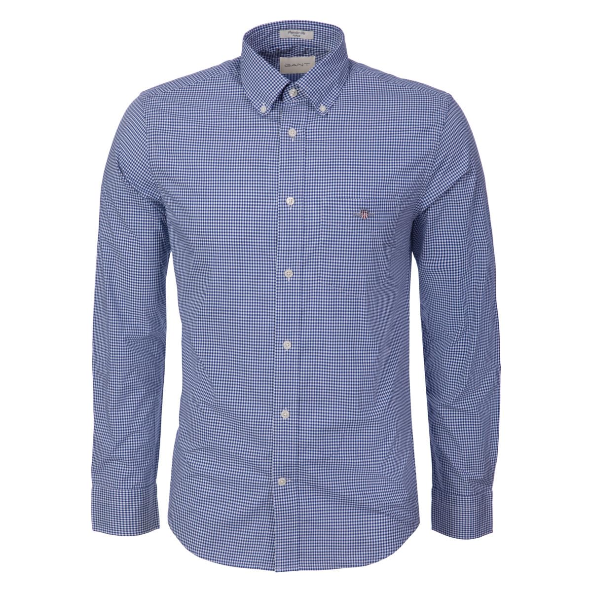 Gant Men's Blue Gingham Classic Poplin Shirt (L) College