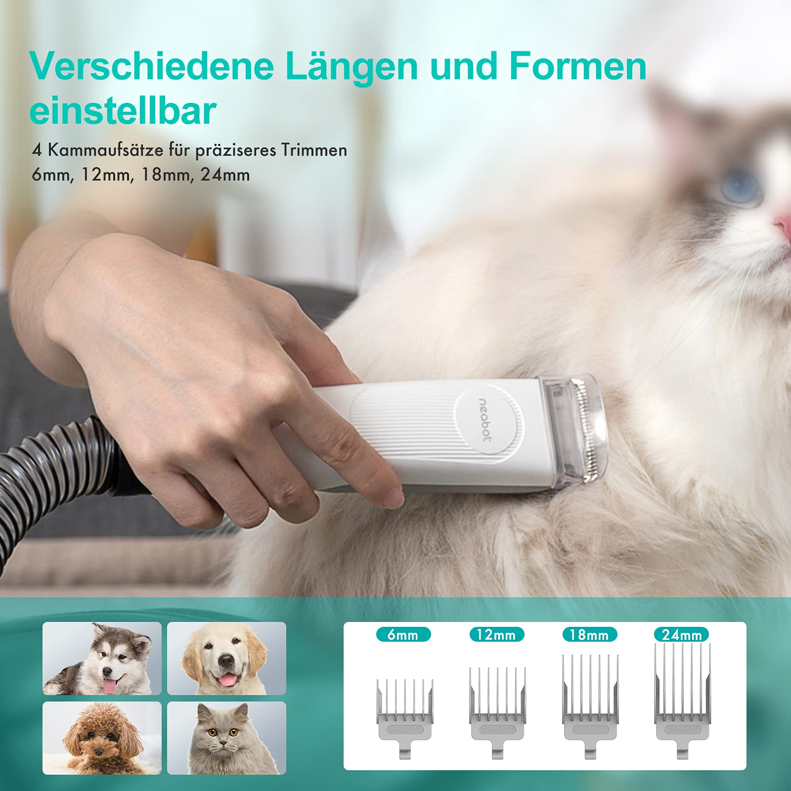 Neakasa P1 Pro Hundeschermaschine mit Tierhaar Staubsauger 13000 Pa Haustierpflegeset, leise Schermaschine Hund Katze Tierhaarschneidemaschine Tierhaarentferner, 5 bewährten Pflegewerkzeugen