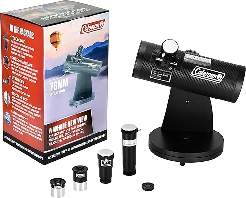 Miniatura 5 de Coleman AstroWatch D76mm x 11.811 in Newtonian Reflector Telescope (15x-150x) - Acabado de fibra de carbono