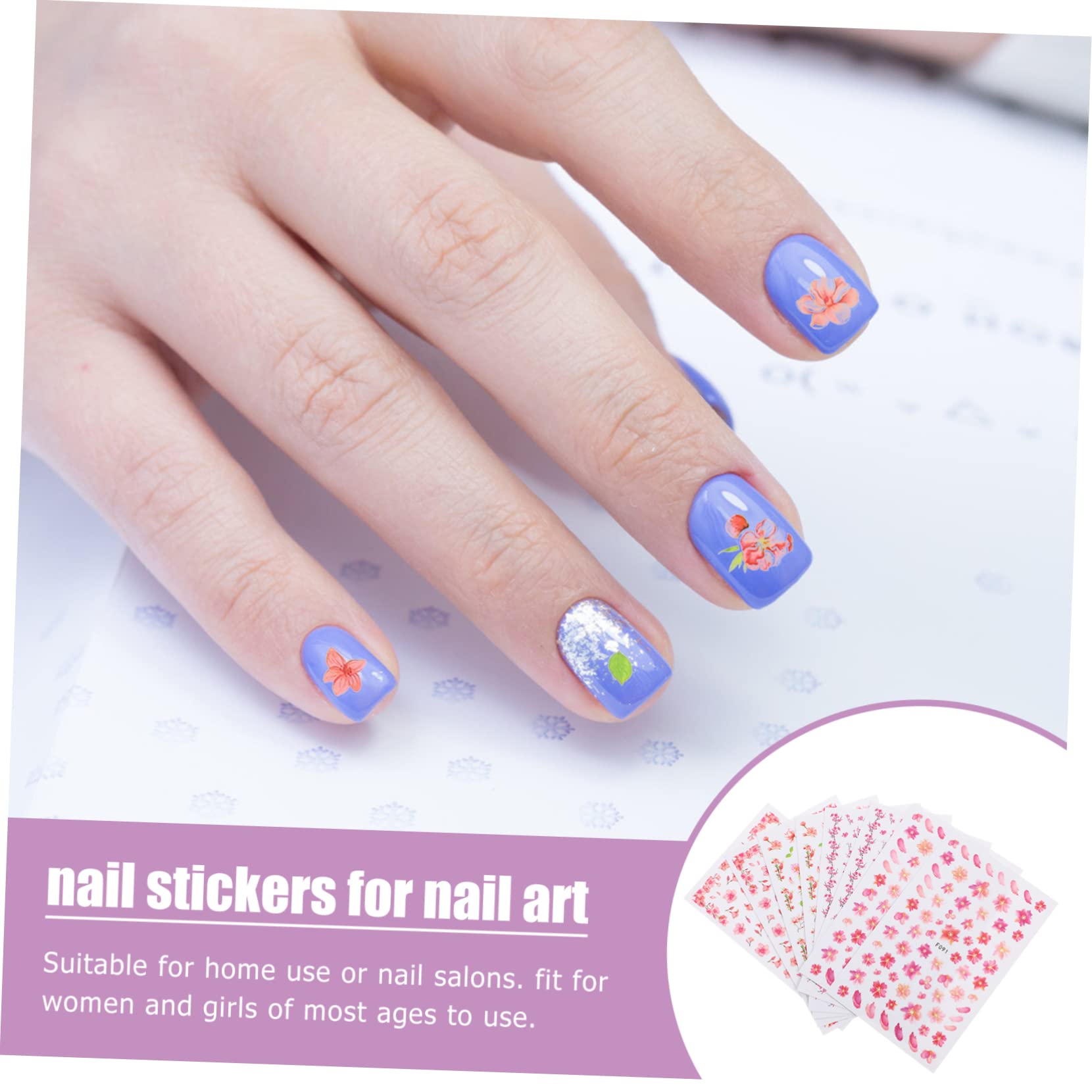 Healvian 32hojas Pegatinas De Uñas Autoadhesivas De Calcomanías De Arte De Uñas Para Decoración Para Acrílicas y Gel Para Salones y Uso Casa