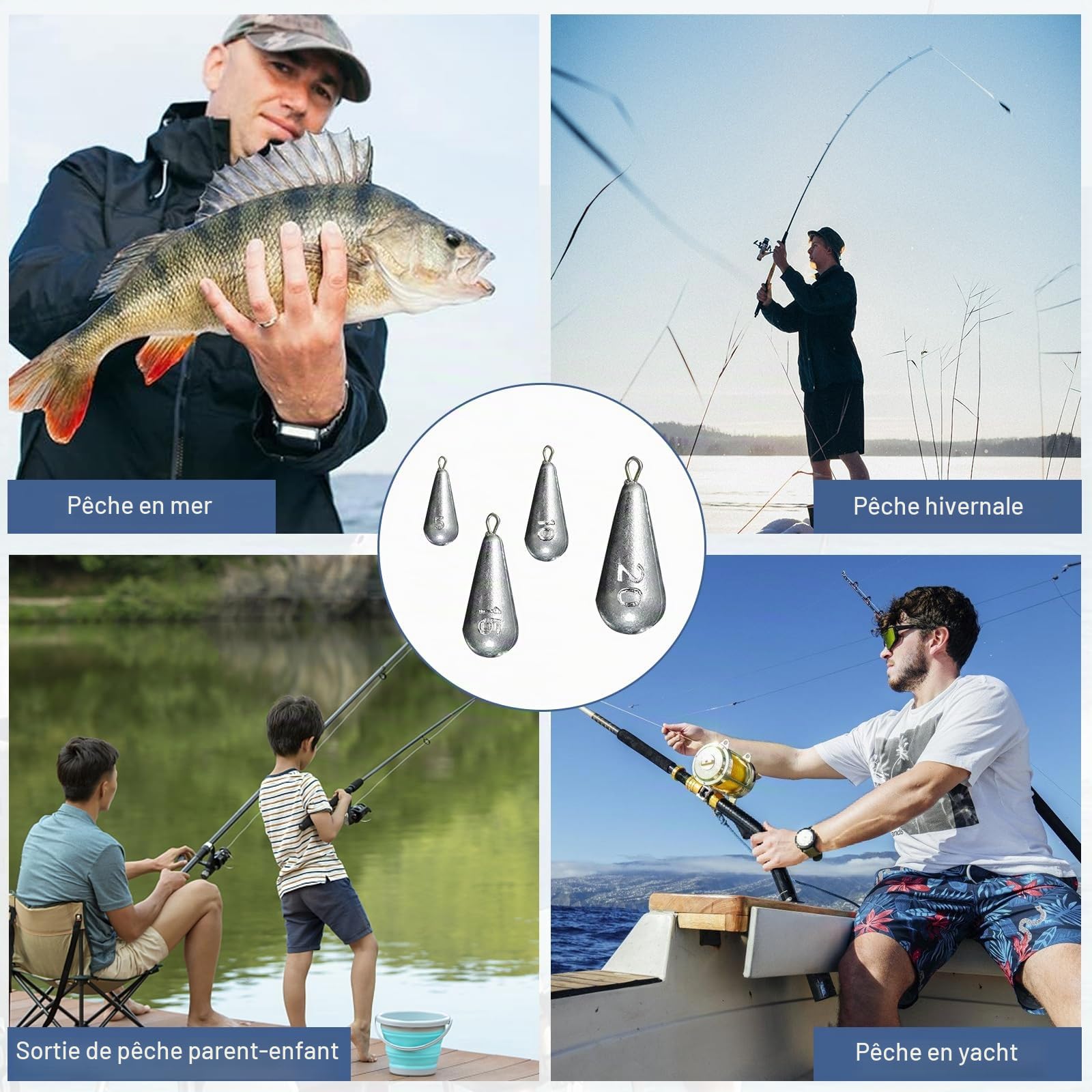 Poids de Pêche Plombs Drop Shot 5g 10g 15g 20g Forme de Goutte Pêche Sinker pour Mer Eau Douce