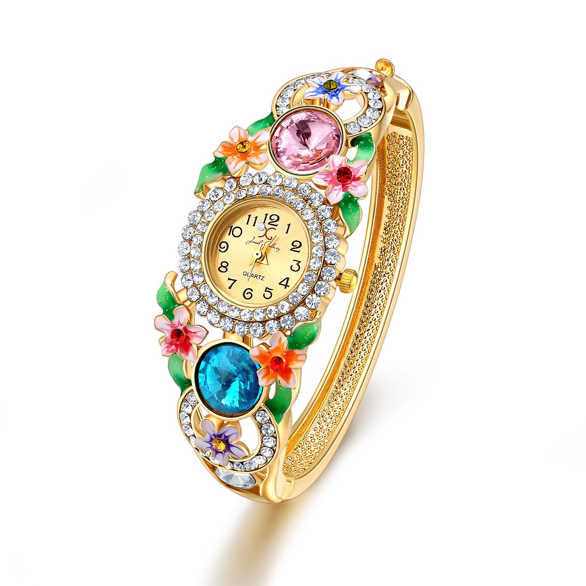 Jewels Galaxy Exclusive Luxuria Sparkling Floral Design Stunning Multicolor Charm Bracelet Jewellery For Women & Girls (SMNJG-WTCI-9024)