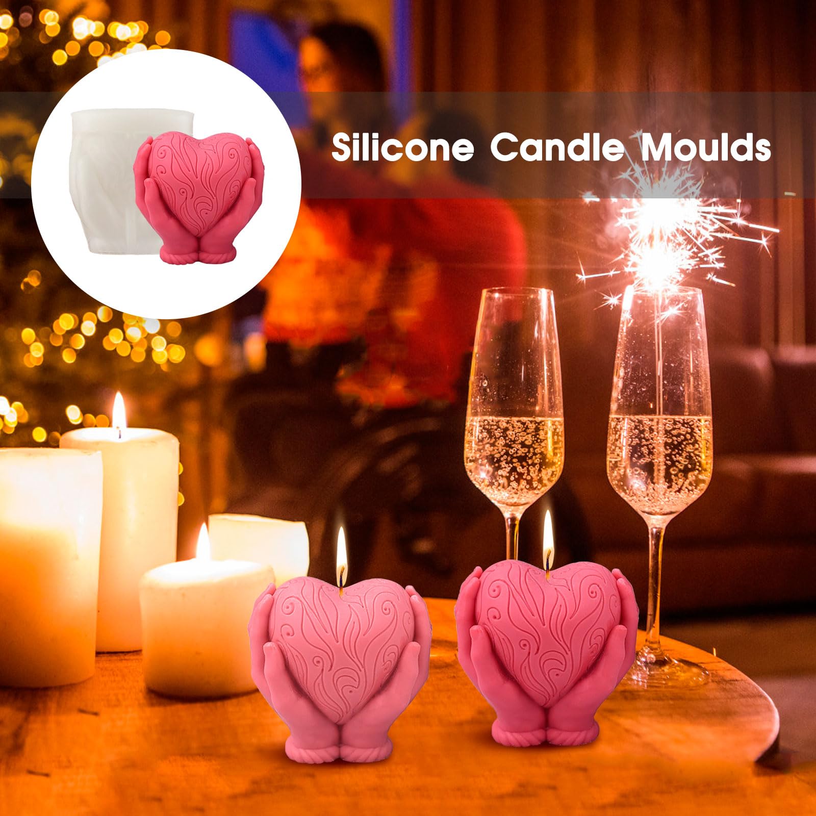 Stampo in silicone per candele a forma di cuore, forniture per