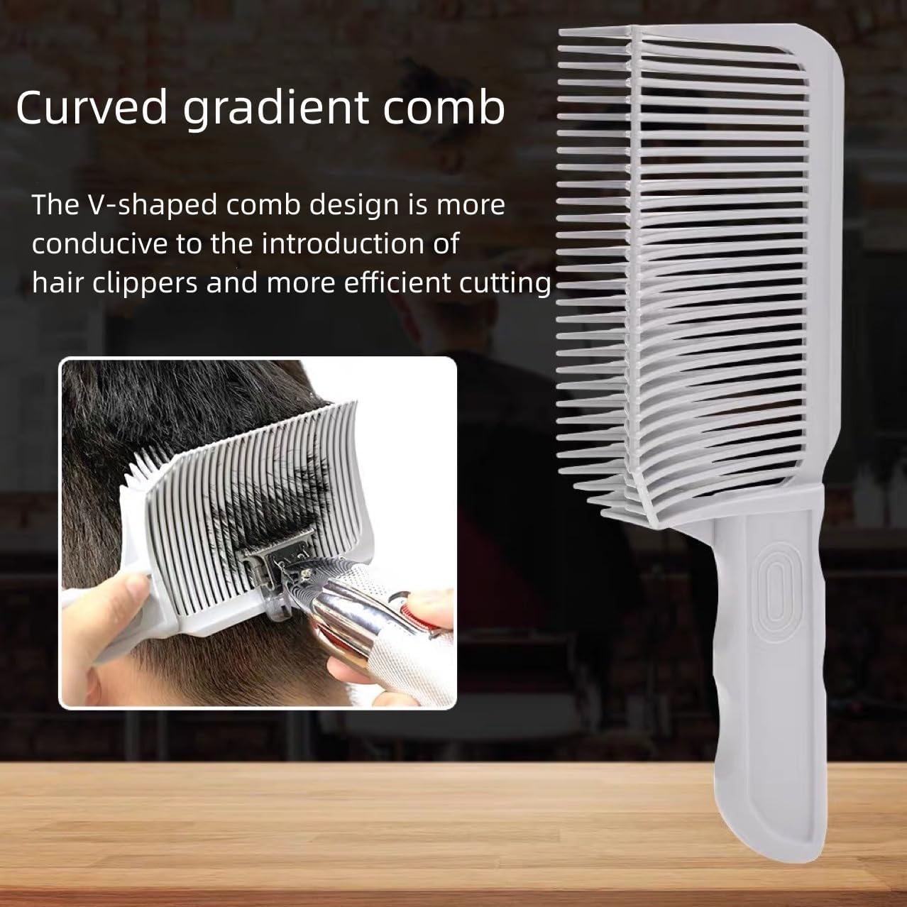 V-shaped Comb Hair Blending Tool, Blend Friend Fade Comb Professional Hair Cutting Combs Heat Resistant FlatTop Hairs Clipper Cuts Tools for Men Salon Hairdressing, Barber or At Home (Grey 1pc)