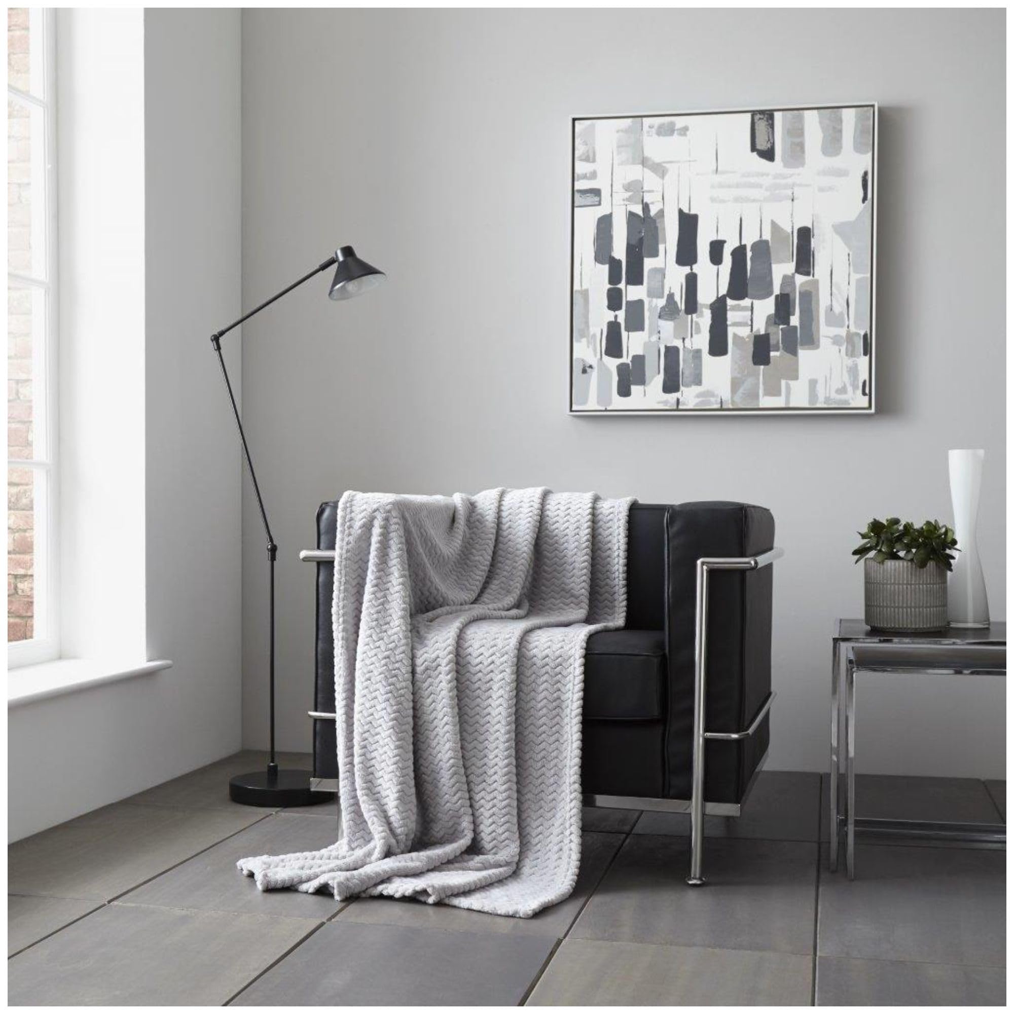 VELVETIO Comfy Wave Fleece Throw, Lightweight 100% Polyester Sherpa Warm Sofa Bed Blanket, Ultra Soft Cuddly Extra Large Armchair Blankets, 200 x 240cm, Silver