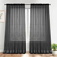 Vista 11 de Dreaming Casa Cortinas traslúcidas lisas con bolsillo para barra, 2 paneles de 52 pulgadas de ancho x 96 pulgadas de largo, color blanco