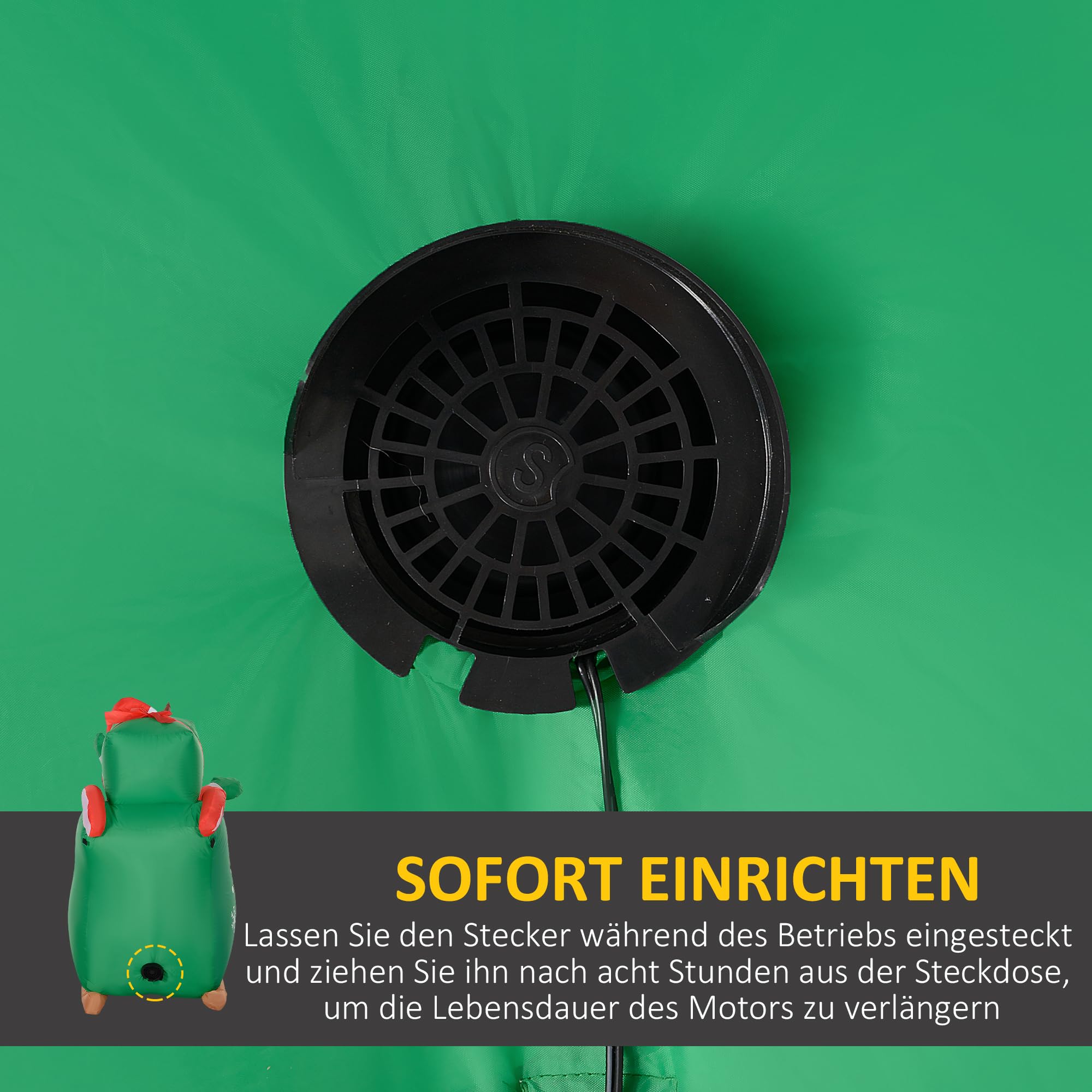 Outsunny Aufblasbar Weihnachtsdeko 2,1 m Weihnachtsmann mit Schlitten | Rentier, LED-Beleuchtung, Selbstaufblasende Weihnachtsbeleuchtung, für Innen- und Außenbereich