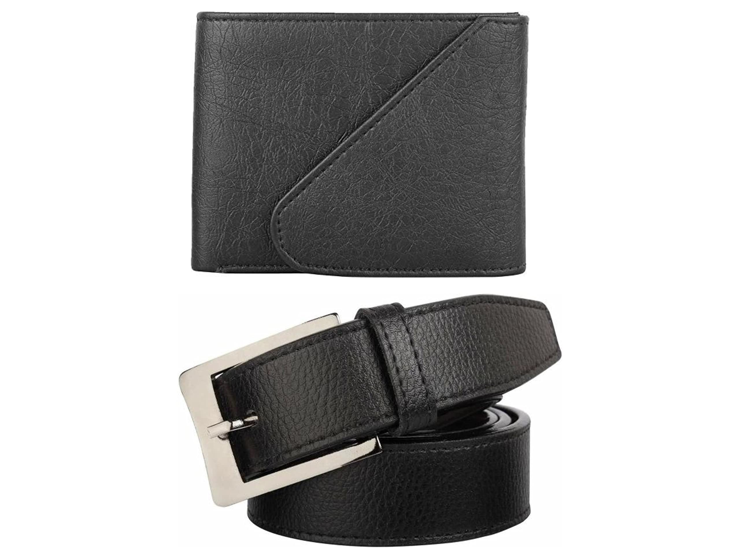 PU Leather Gift Combo Set |Wallet and Belt| Black Leather Wallet for Men|PU Leather Formal & Casual Belt Free Size Upto 42 Inches|(Black)-image-35