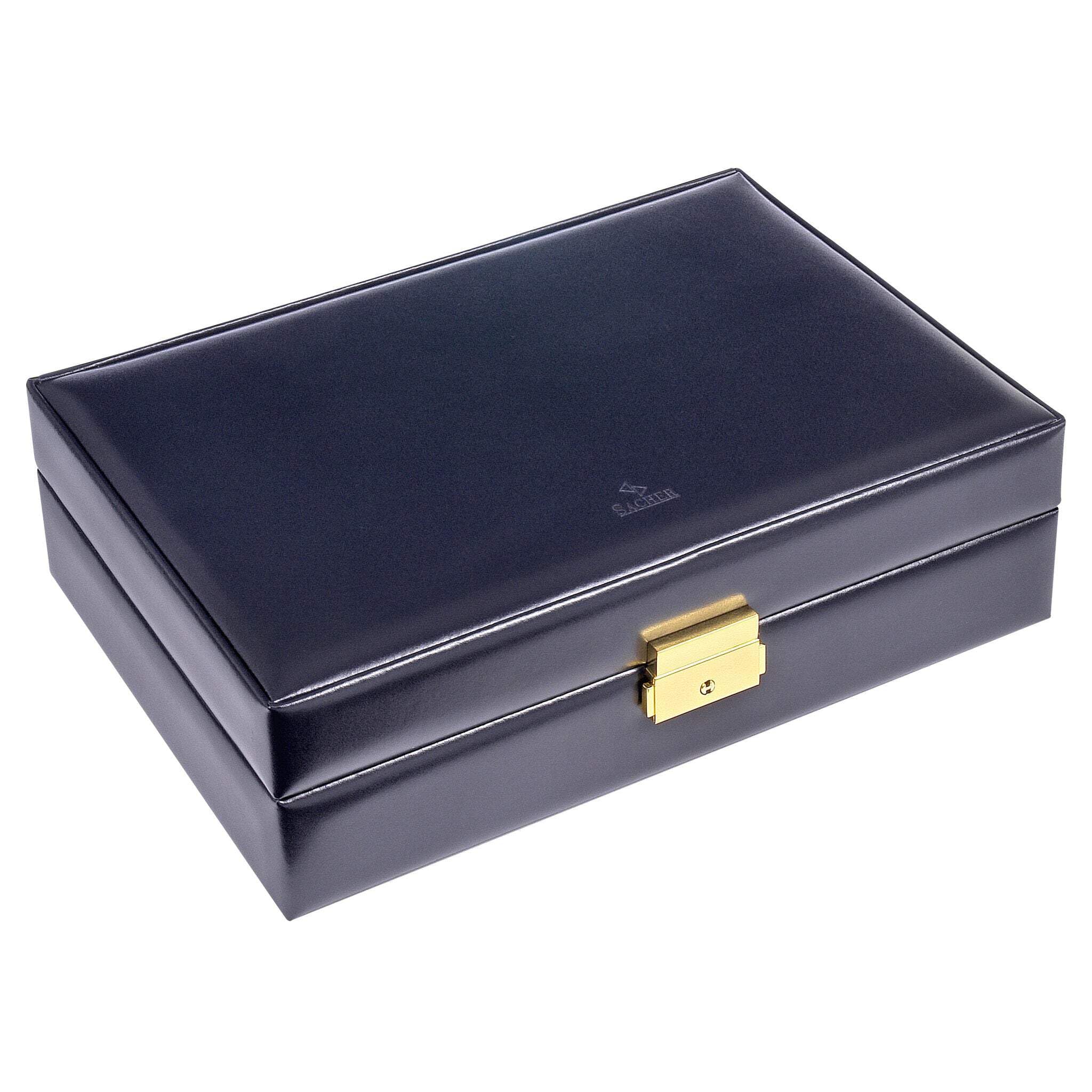 SACHER Custodia per 10 orologi/acuro/blu/pelle/fatto a mano in Germany/portagioie