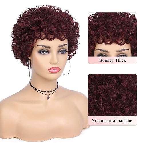 Miniatura 3 de Quantum Love Pelucas de cabello humano rizado corto para mujeres negras, 6 pulgadas, afro, rizado, brasileño, virgen, cabello humano, pelucas cortas
