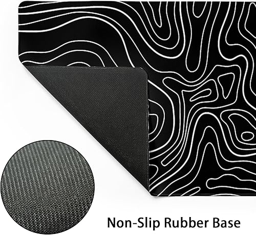 Miniatura 4 de Topographic Contour - Alfombrilla de mouse para juegos XL, alfombrilla grande para mouse negra, alfombrilla de escritorio de 31.5 x 11.8 pulgadas,