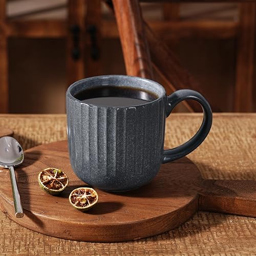 Miniatura 70 de famiware Star - Juego de tazas de café para 6 unidades, 12 onzas, con asa, para café, té, cacao, leche, cerámica, carbón oscuro mate Star-Matte Dark