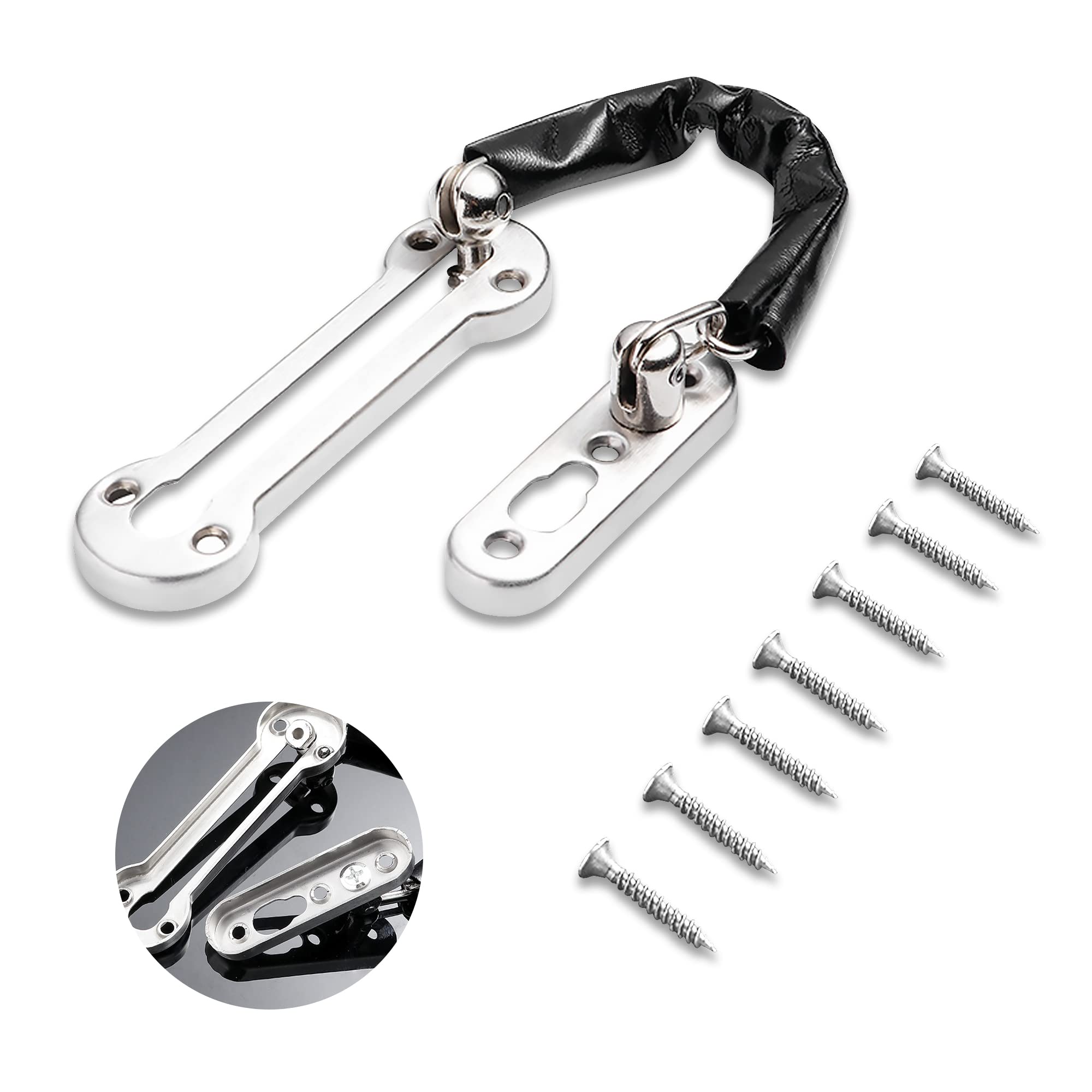 Stainless Steel Security Chain Lock - Heavy Duty Door Guard For Home & Office (Vintage Red)