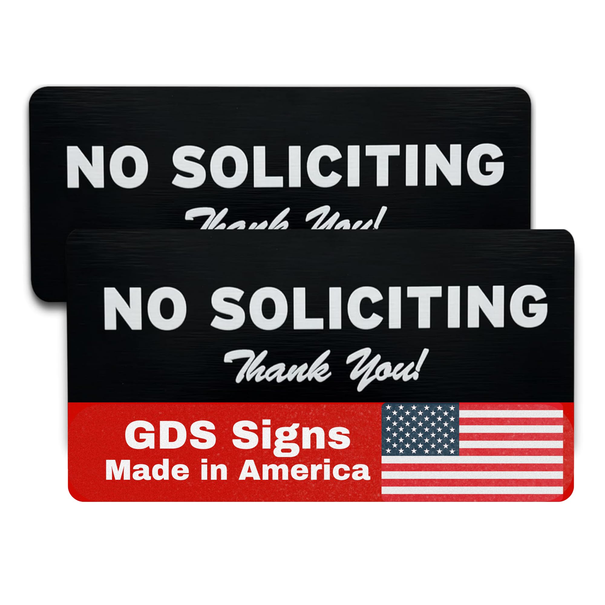 No Soliciting Sign for House w/Easy Peel & Stick Strips - Prevent Unauthorized Solicitors & Trespassers - 7"W x 3"H Weatherproof Metal No Soliciting
