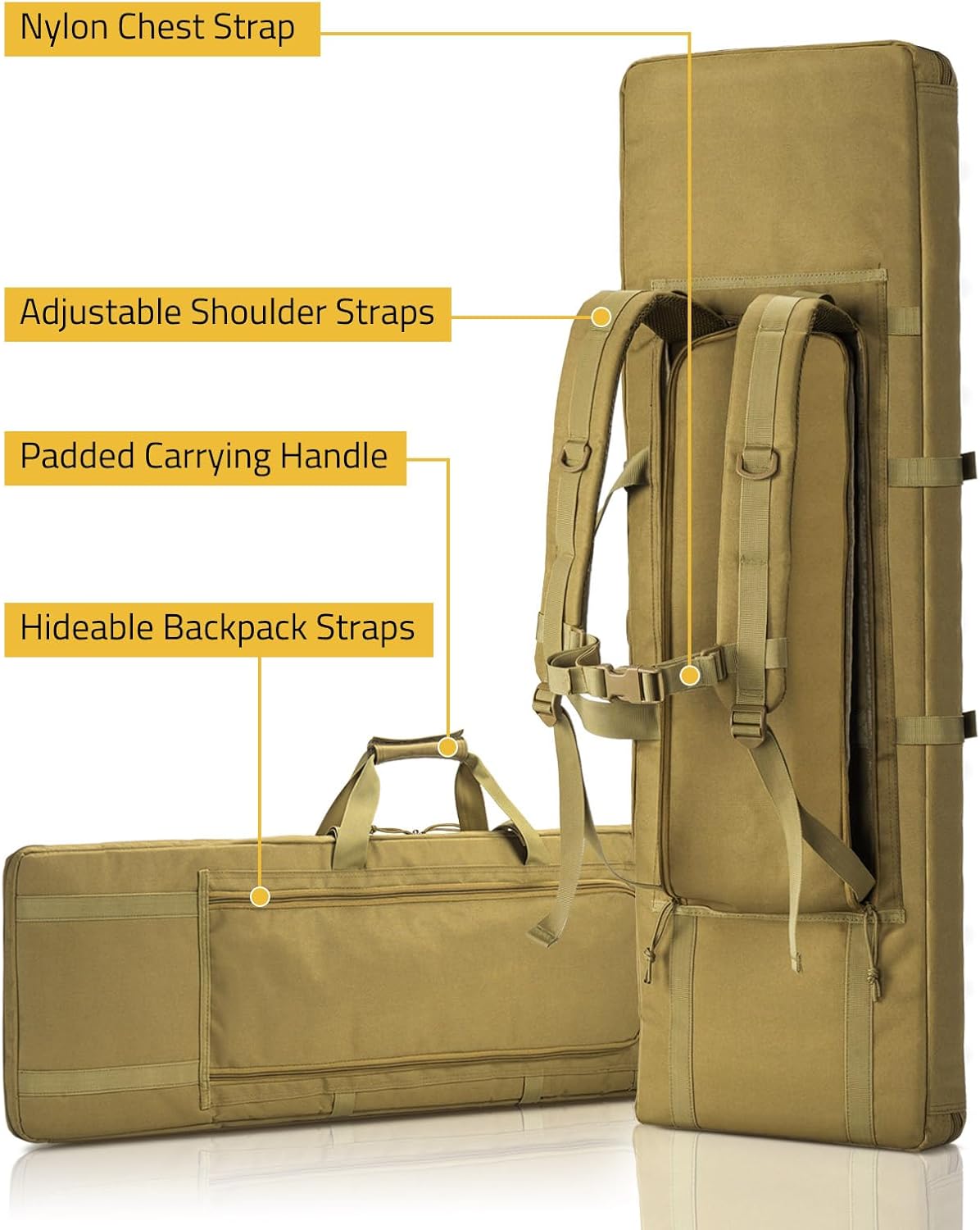 CVLIFE 36" 42" 46" Soft Rifle Case Double Long Gun Bag,with Lockable Zipper and Backpack Strap,Rifle Backpack Rifle Bag Gun Case for Outdoor Hunting Shooting Range - Image 5