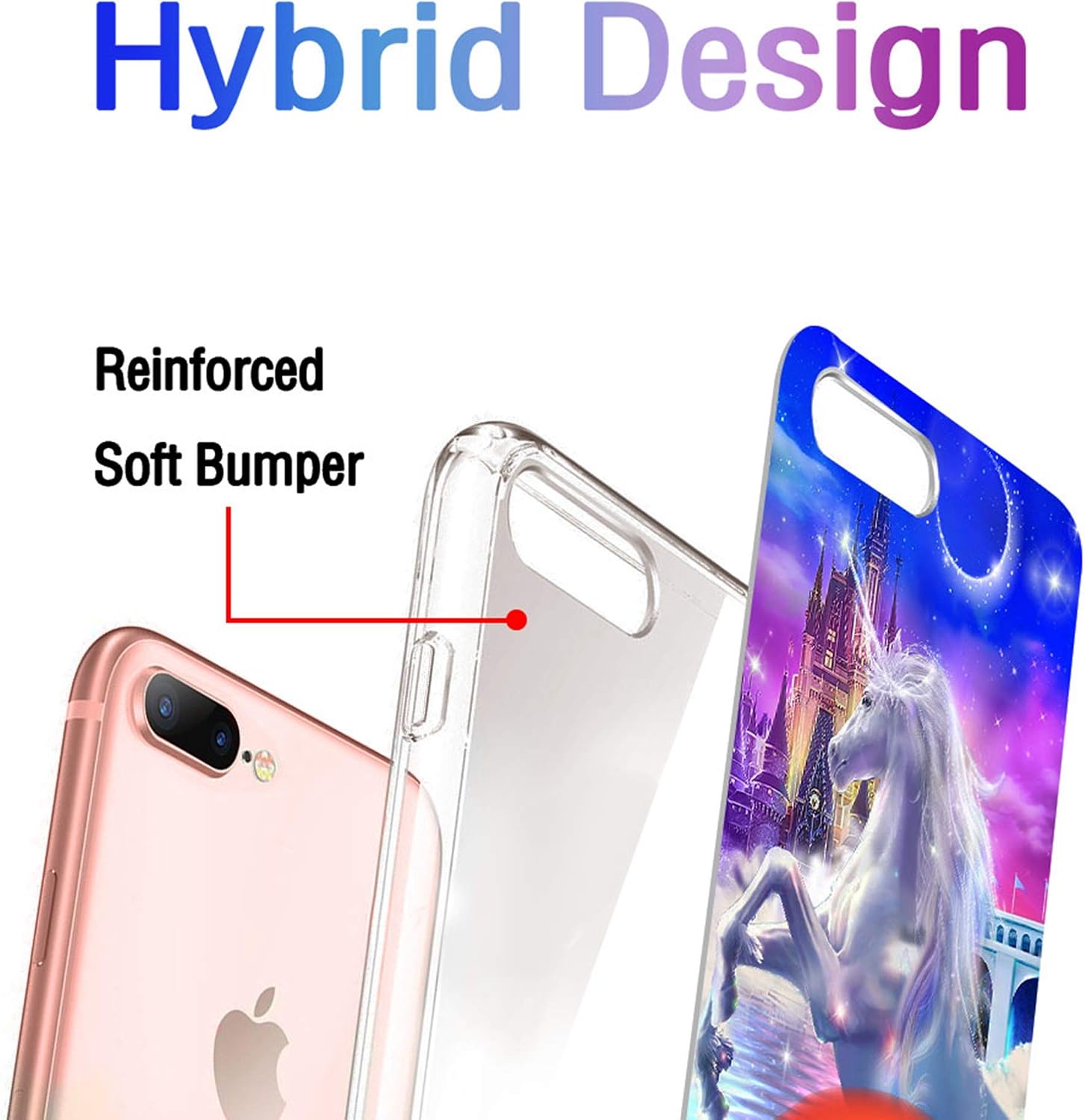 cocomong Unicorn Rainbow Phone Case Compatible with iPhone 8 Plus Case Unicorn iPhone 7 Plus Case for Women, Cute Decor Unicorn Gifts for Girls, Clear Thin Soft TPU Cover Protective Shockproof 5.5"