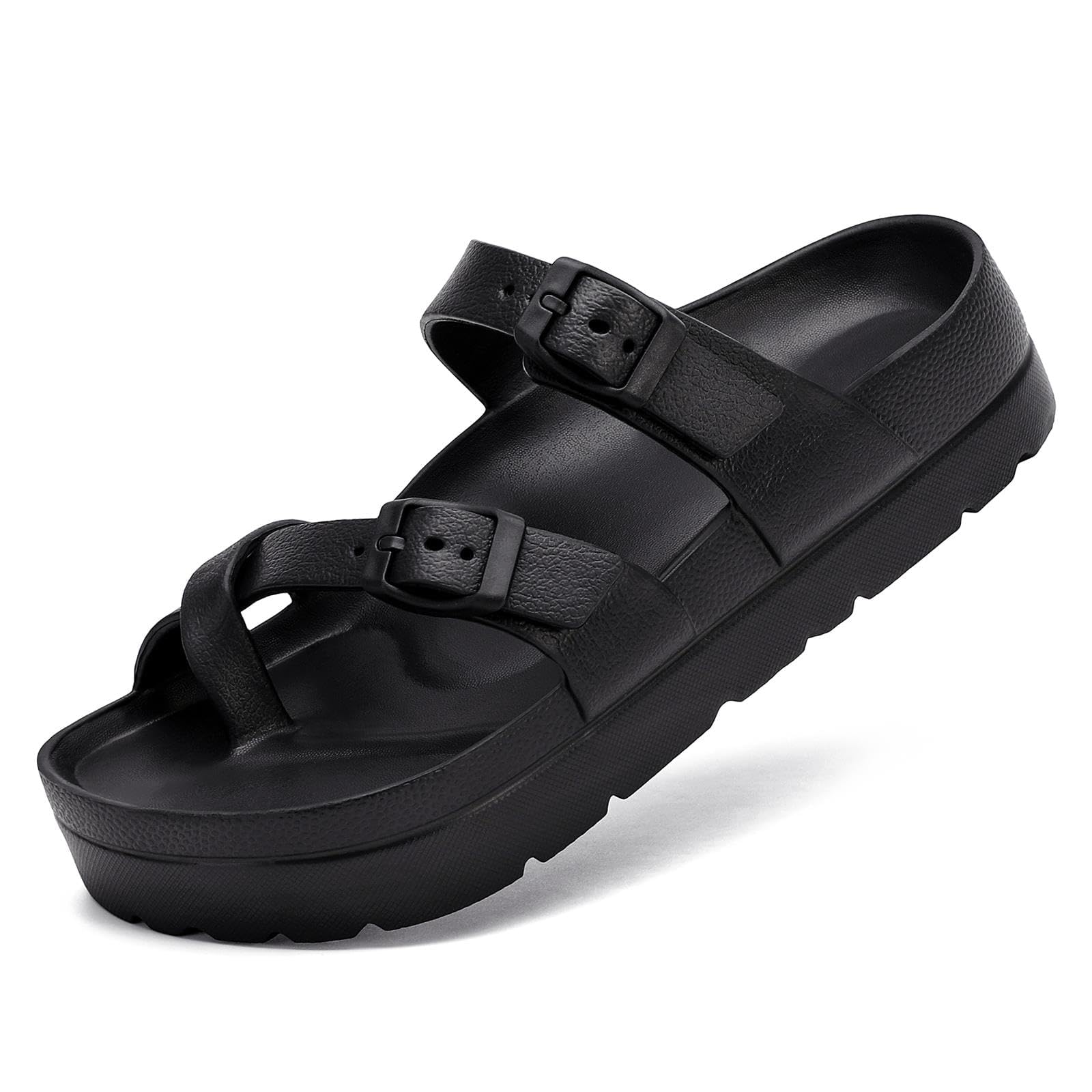 Waysoland Sandalen Damen Sommer,Orthopädische Damen Bequeme Folien Dicke Sohlen Plattform Sandalen mit einstellbarer Schnalle und Ultra Kissen