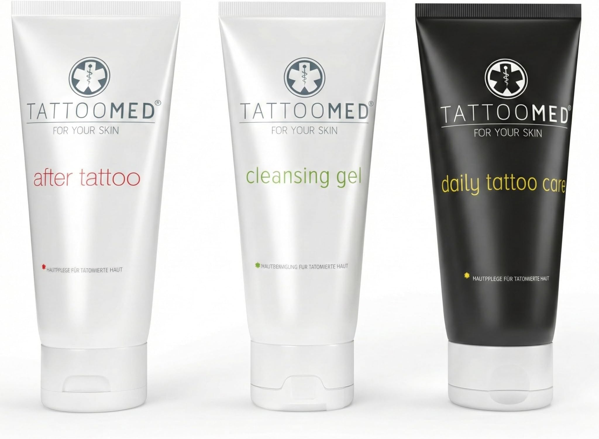 TattooMed All In Bundle Care - Medical Skin Treatment Bundle for Newly Tattooed Skin - After Tattoo, Cleansing Gel, Daily Care - (3 x 100ml)
