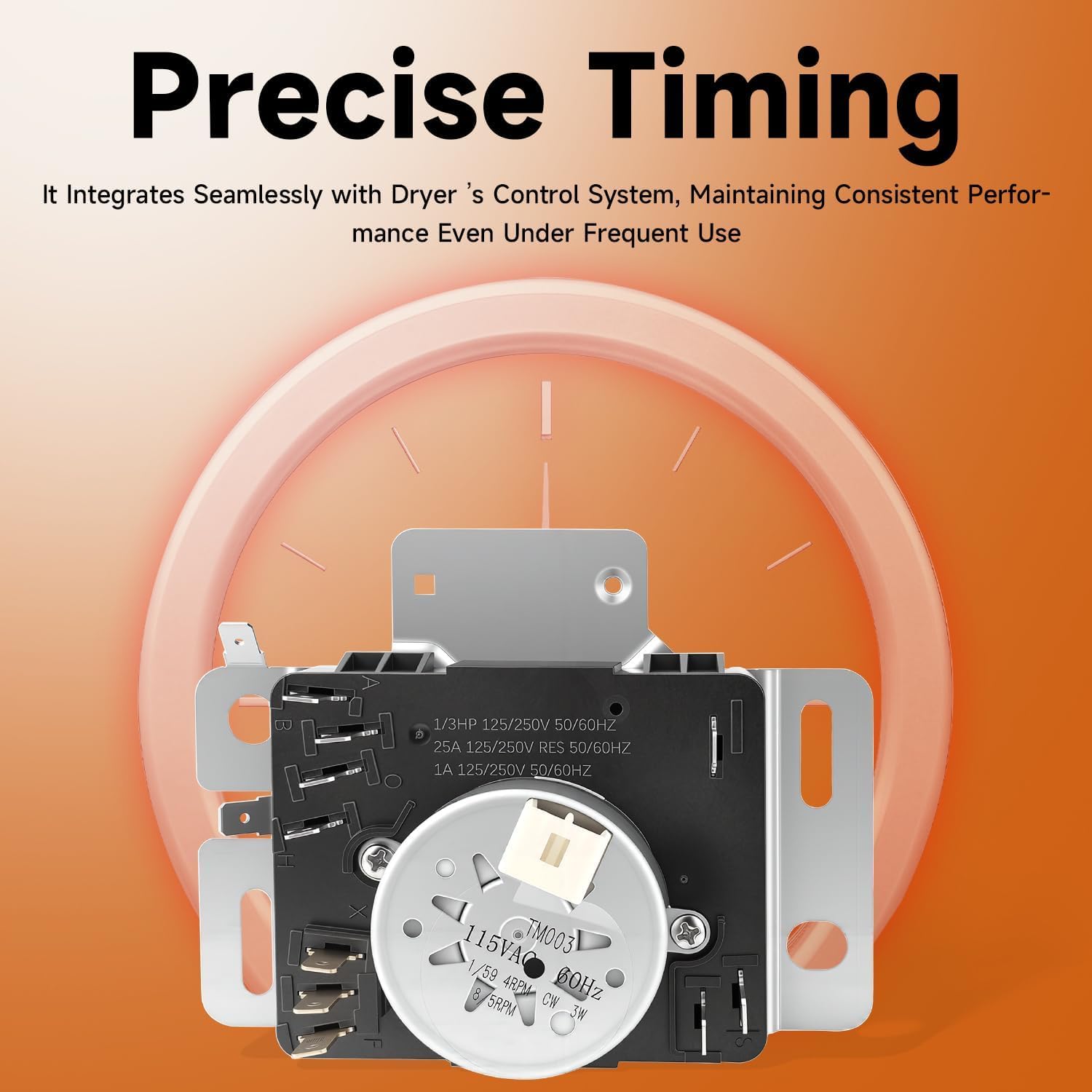 Dryer Timer Compatible with Maytag Bravos MCT MEDX655DW0 MEDX655DW1 7MMEDX655EW0 7MMGDC400DW1 7MMGDC400DW2 Replace#: W10642928 WPW10642928 418-098-20-B5 4448993,115VAC 60Hz