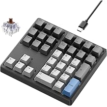 Kisnt Mechanical Number Pad, 34 Key Hot Swappable Numpad with Gateron Switches Wired USB Numeric Keypad with PBT Keycaps White Backlit Keypad for Laptop, Mac, PC Desktop Brown Switch
