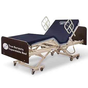 True Bariatric Adjustable Hospital Bed with Built in Scale and 42" Foam Mattress -Super Low 14"-30" Height, Ultra Wide 36-42-48 Width, 80-88 Length Range -Full Electric, Hand Pendant -Mahogany