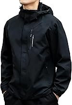 Kayiyasu Men's Jacket, Windbreaker, Long Sleeve, Plain, Outerwear, Mountain Parka, Jumper, Stadium Jacket, Hooded, Blouson, Windproof, Water Repellent, Lightweight, Large Size, Casual