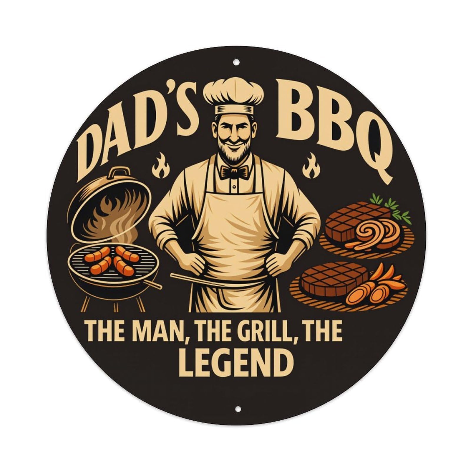 Dad's Bbq Chef Grill Legend Metal Tin Sign Vintage Garden Bedroom Cafe Bar Man Cave Home Wall Decor Metal Poster 8x8 inches