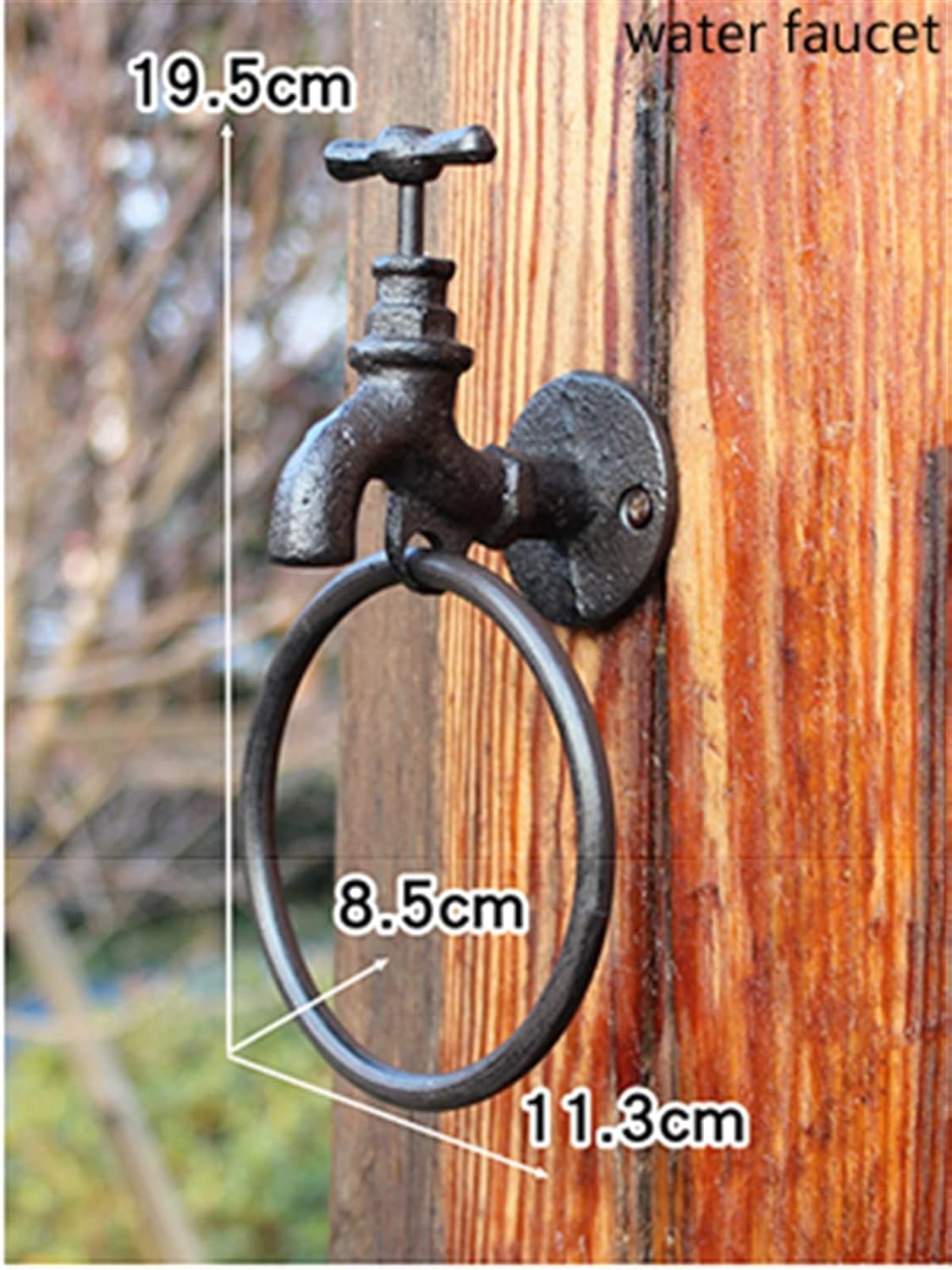 Cast Iron Wall Mounted Towel Ring Countryside Style Farm House Home Wall/Door Decor Metal Hanging Racks (Color : Fleur de lis)