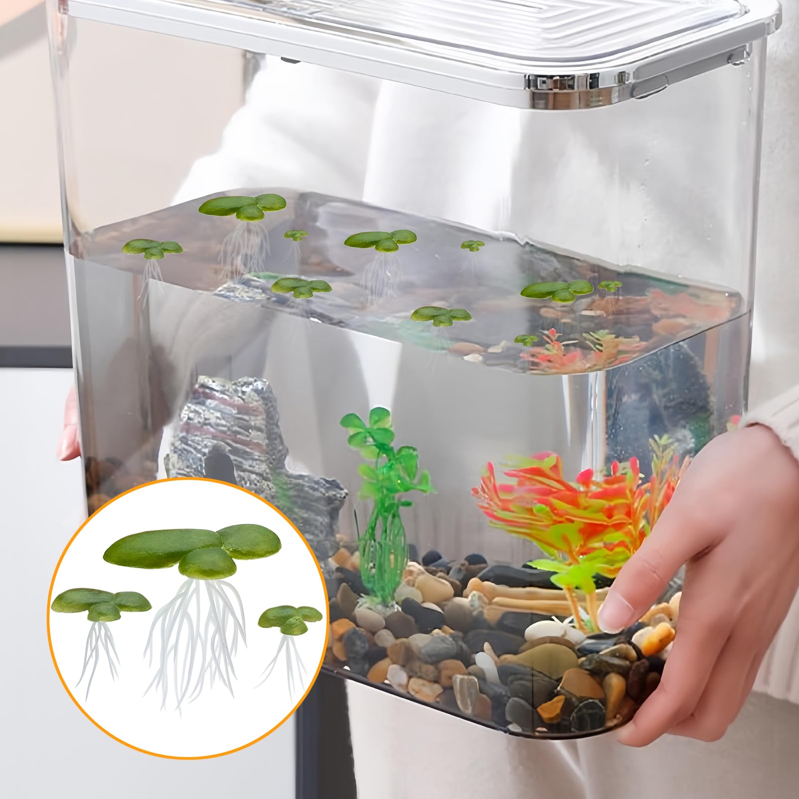 1 lot de 1 canard artificiel qui bouge en plastique pour aquarium - Plantes flottantes - Mini canard - Plantes pour aquarium à poissons