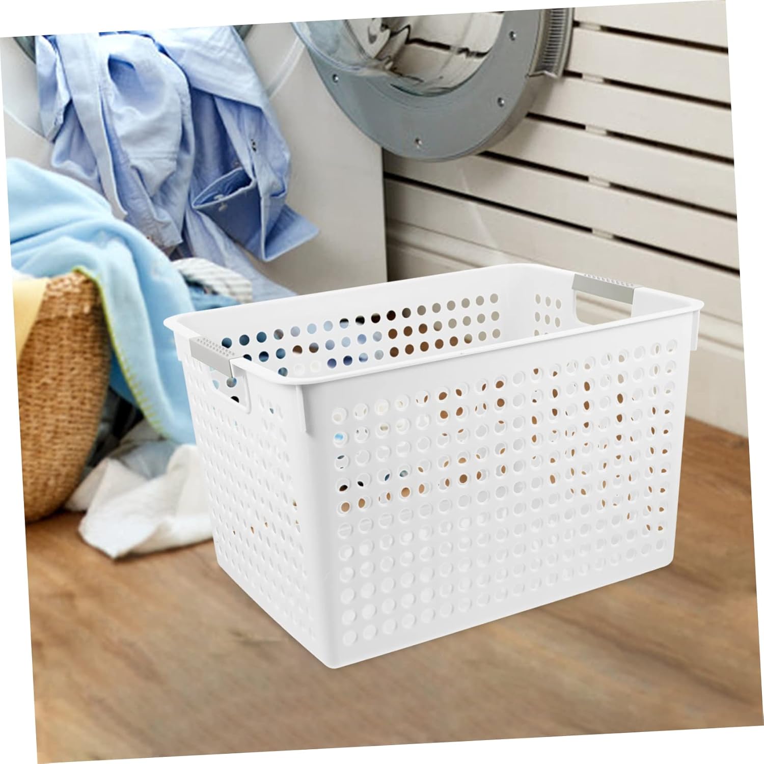Unomor Large Capacity Plastic Laundry Basket for Clothes and Storage Wear Resistant Washing Bin with Smooth Surface Sturdy Sundries Organizer for Bedroom Office and Home Use