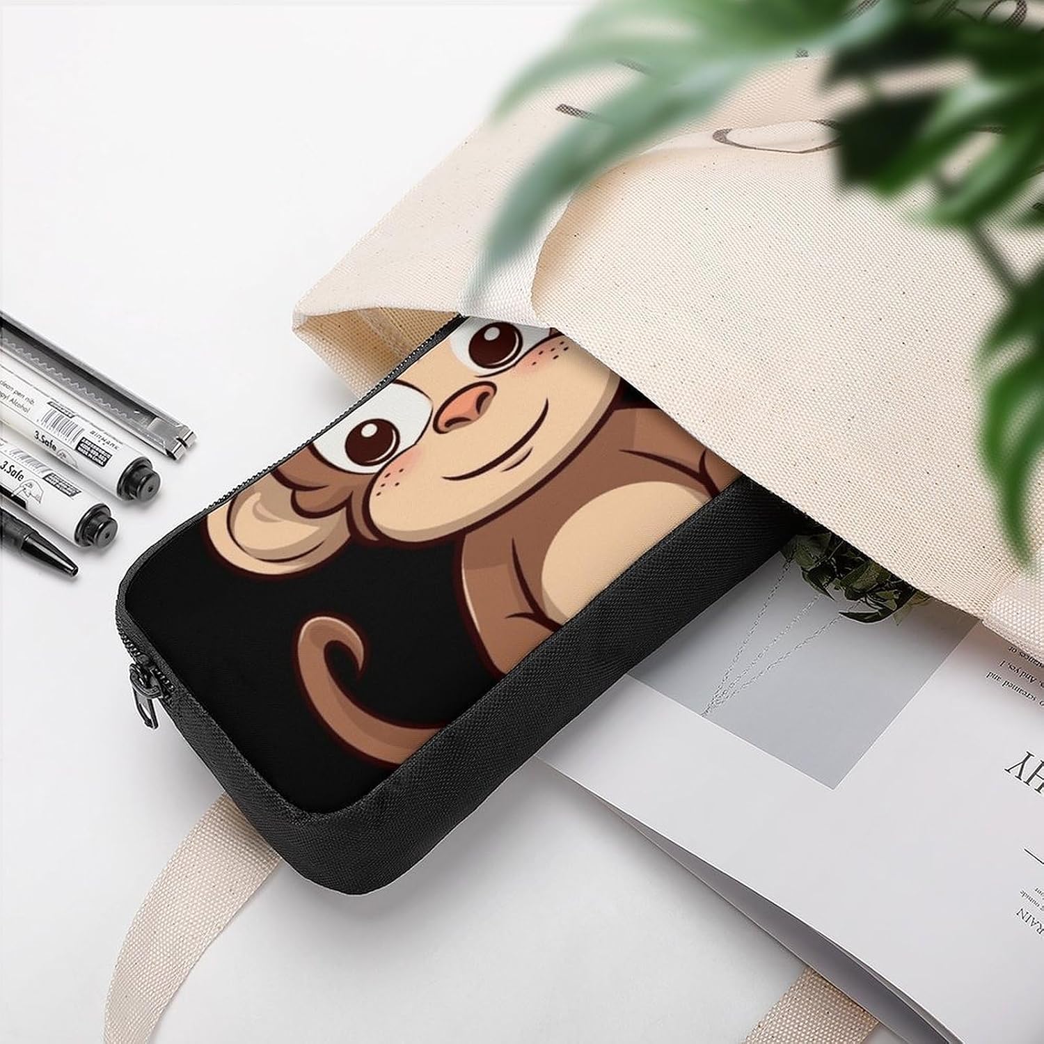 Lightweight Monkey Pen Pouch with Metal Zipper image 5