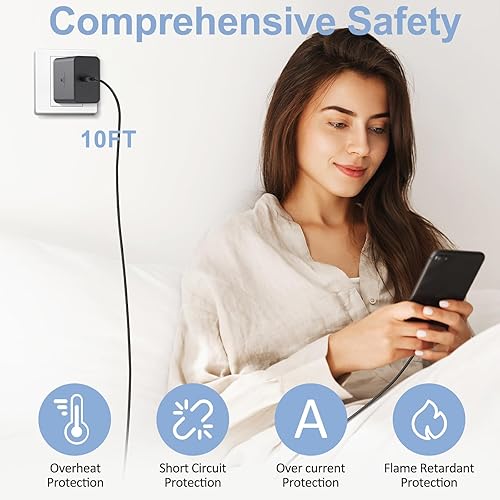 Miniatura 2 de Samsung - Cargador de pared USB C de 45 W, cable tipo C de 10 pies 2 unidades para Samsung Galaxy S23 Ultra Cargador de carga rápidaS22