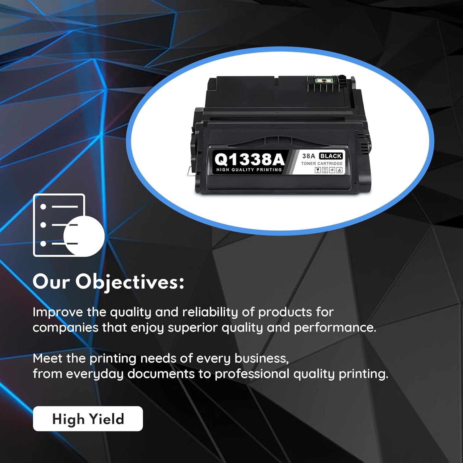 38A Q1338A Black Toner Cartridge 1-Pack (with Chip) Compatible Replacement for HP 38A Toner Cartridge Q1338A Toner Works with Laser 4200 4200n 4200tn 4200dtn 4200dtns 4200L 4200Ln 4200Lvn Printer