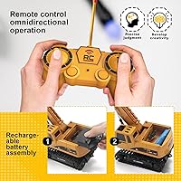 Vista 6 de Excavadora de construcción – Camión excavador de ingeniería de juguete, auto hidráulico recargable con control remoto para niños y niñas de 6, 7, 8