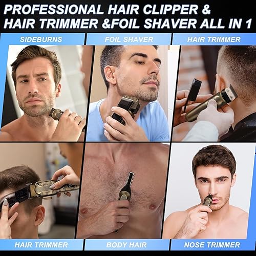 Miniatura 7 de Kit de recortadora de barba, juego de cortadora de pelo, afeitadora eléctrica profesional para hombres, máquina de cortar el pelo para peluquería y
