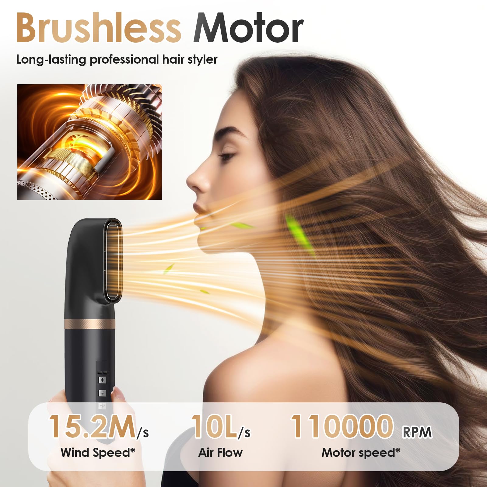 Journeyside Spazzola ad Aria Calda 5in1,Asciugacapelli ad Alta Velocità,1400W Airstyler Asciugacapelli Ioni,Spazzola per Capelli Multi con 3 Temperature&3 Velocità per Asciugare,Volumizzare,Lisciare
