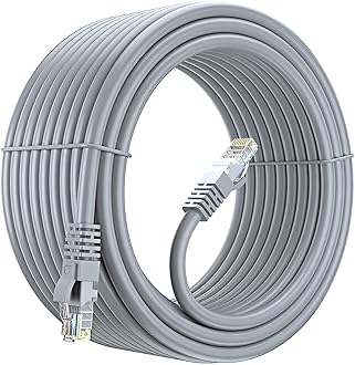 FEDUS Cat7 Ethernet Printer Cable Pure Bare Copper Double Shielded Outdoor & Indoor Lan Wire Heavy Duty High Speed Solid 24 AWG Network Cable 10Gbps, 600Mhz, Weatherproof S/FTP UV Resistant (1M)