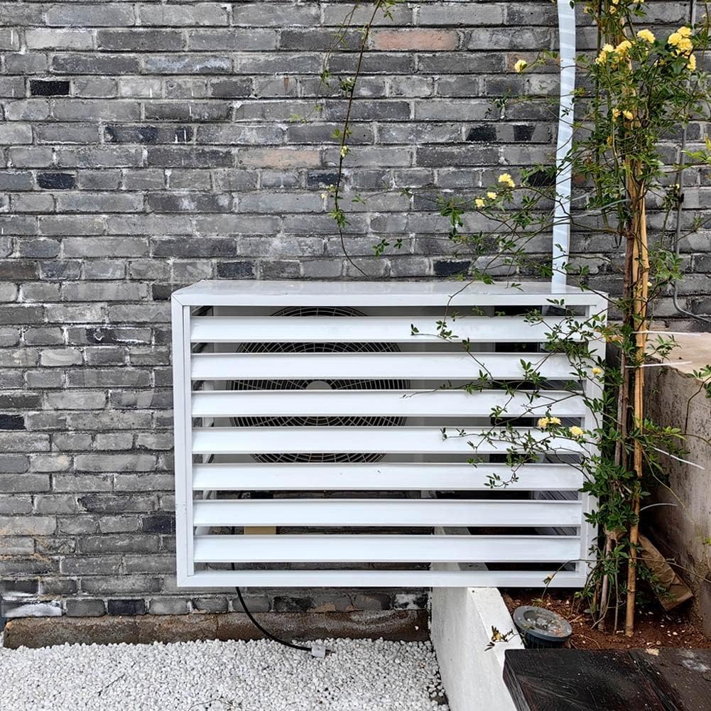 Copri Condizionatore da Esterno Copertura Condizionatore Esterno in Leghe di Alluminio,Telo Copri Condizionatore Esterno Schermo Decorativo per Recinzione Privacy,Grigio,110x60x80cm