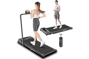 2-in-1 Under Desk Treadmill: Foldable Walking Pad with Handlebar